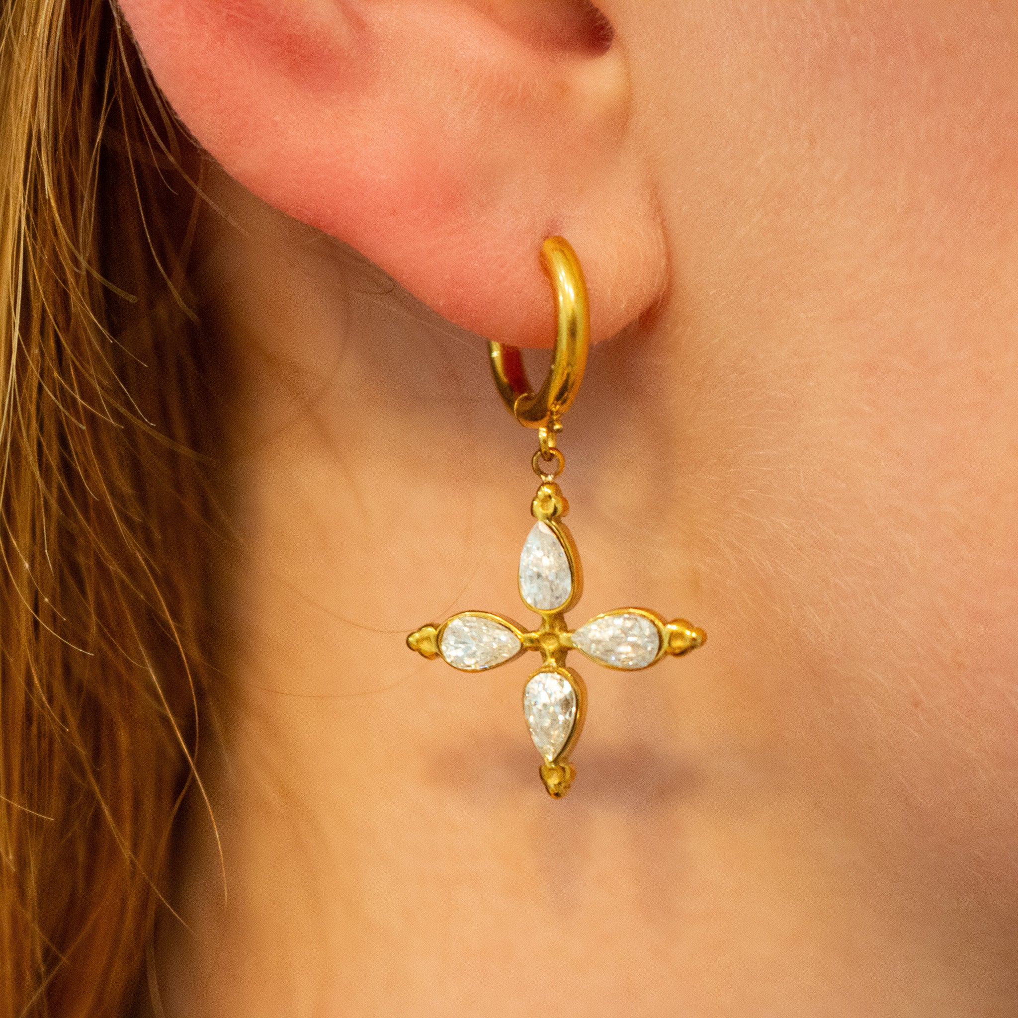 Cz Flower Drop Dangle Earrings