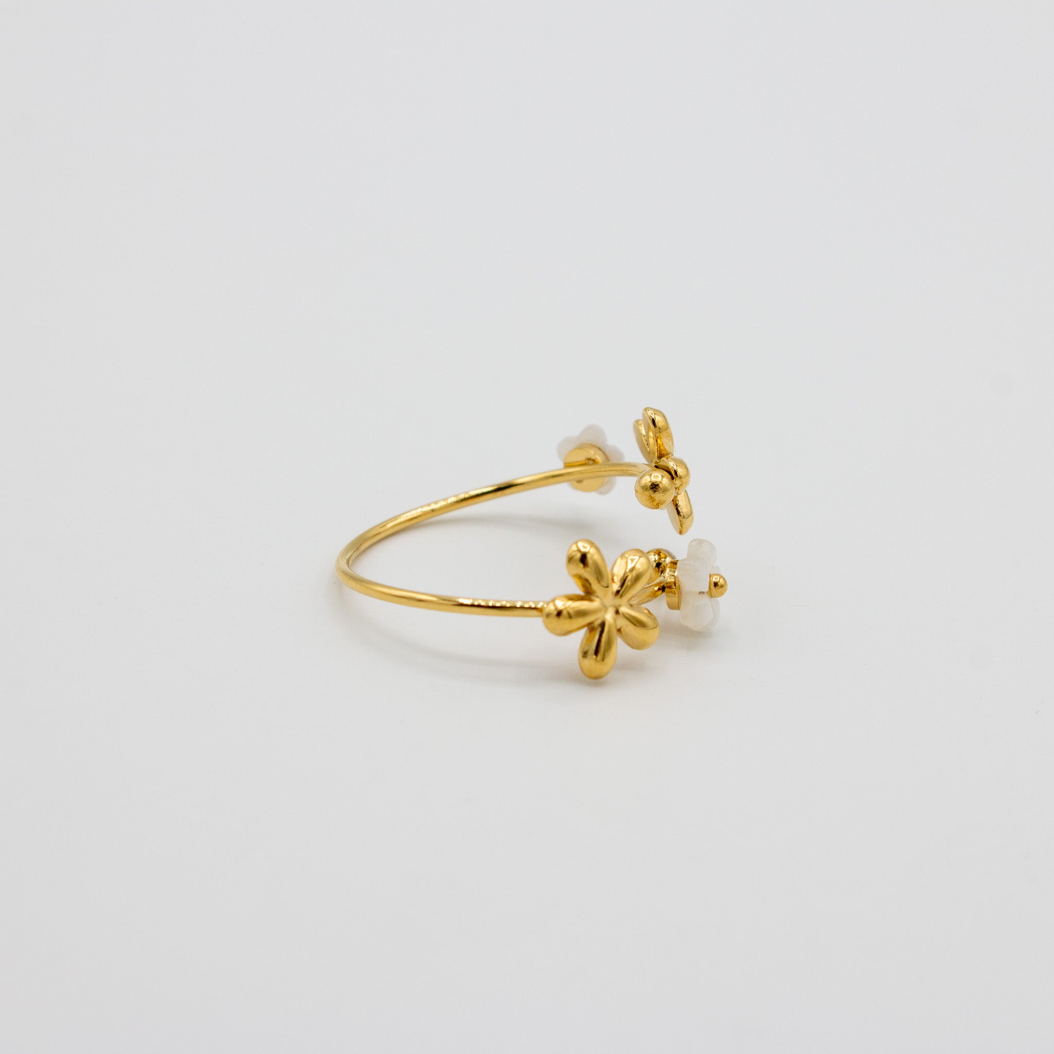Gold Flower + Shell Ring