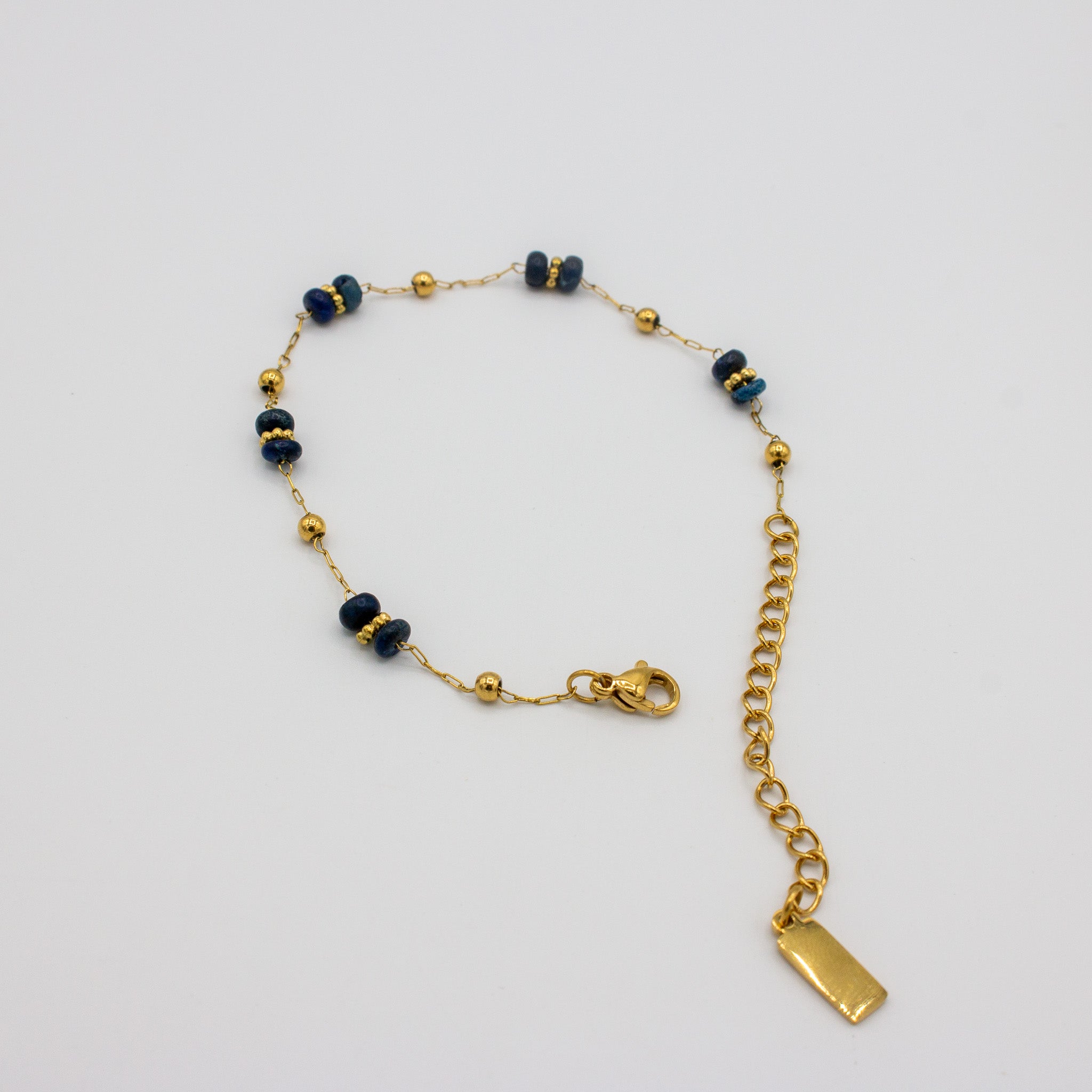 Natural Stone Navy Beaded Bracelet