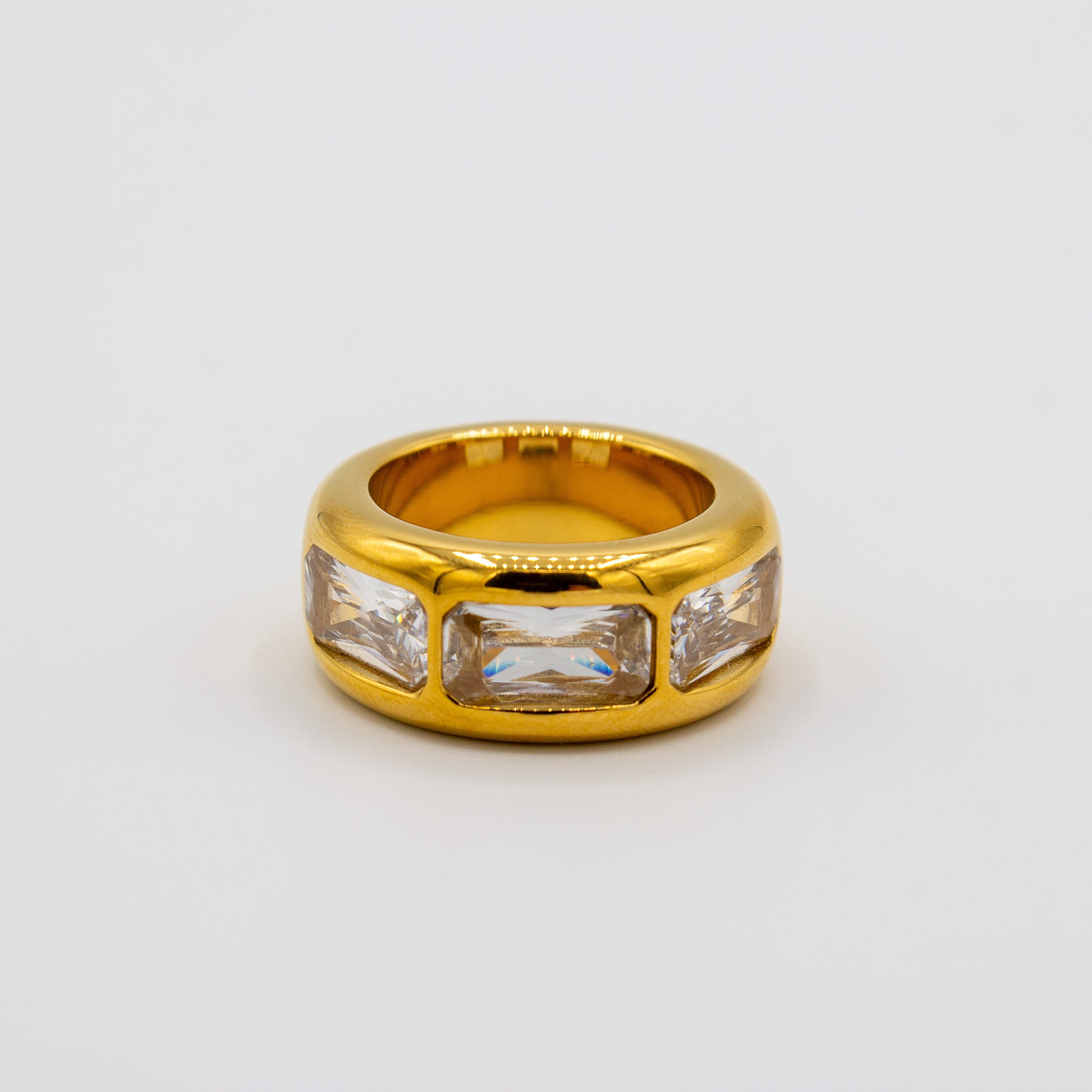 White Block CZ Ring