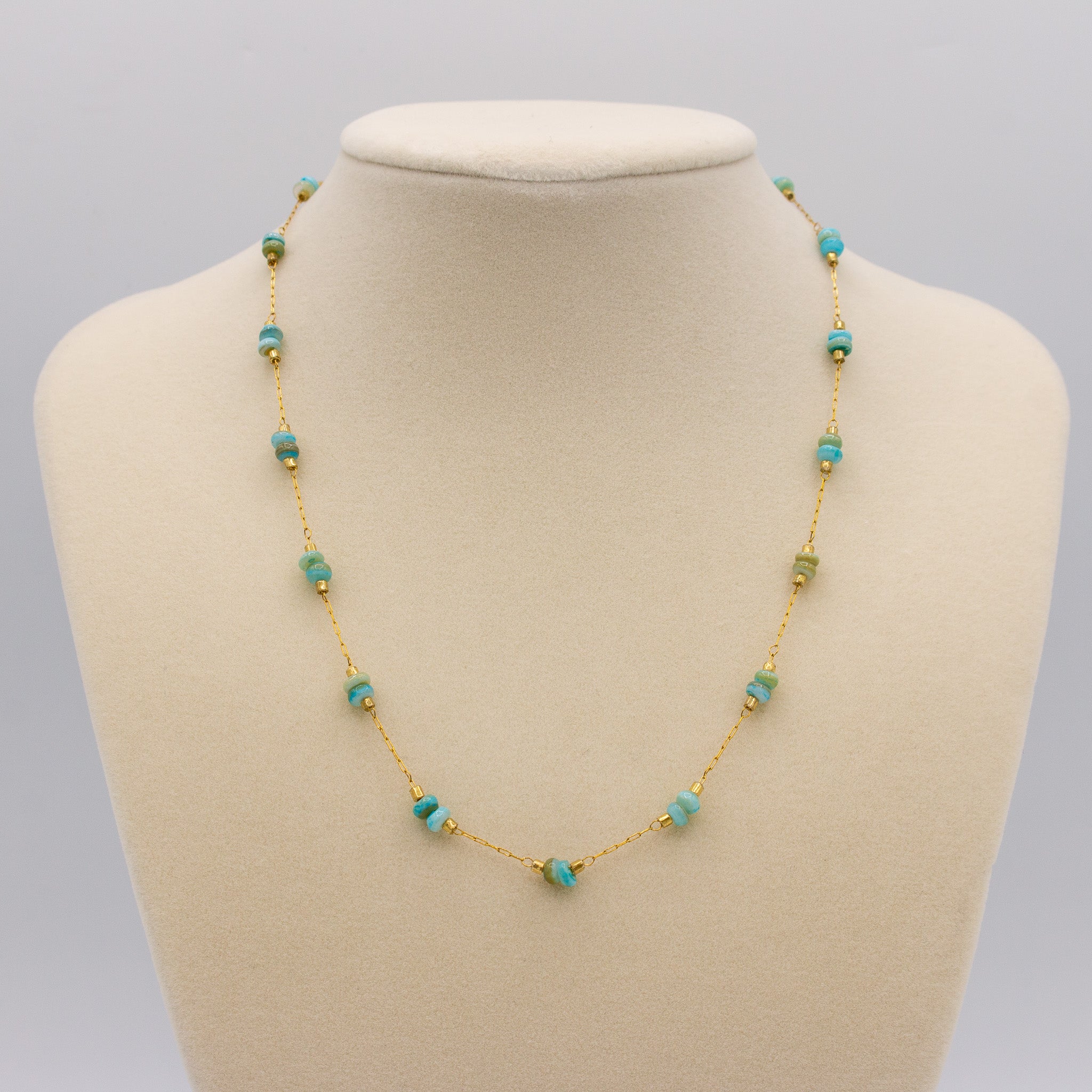 Aqua Natural Beaded Necklace