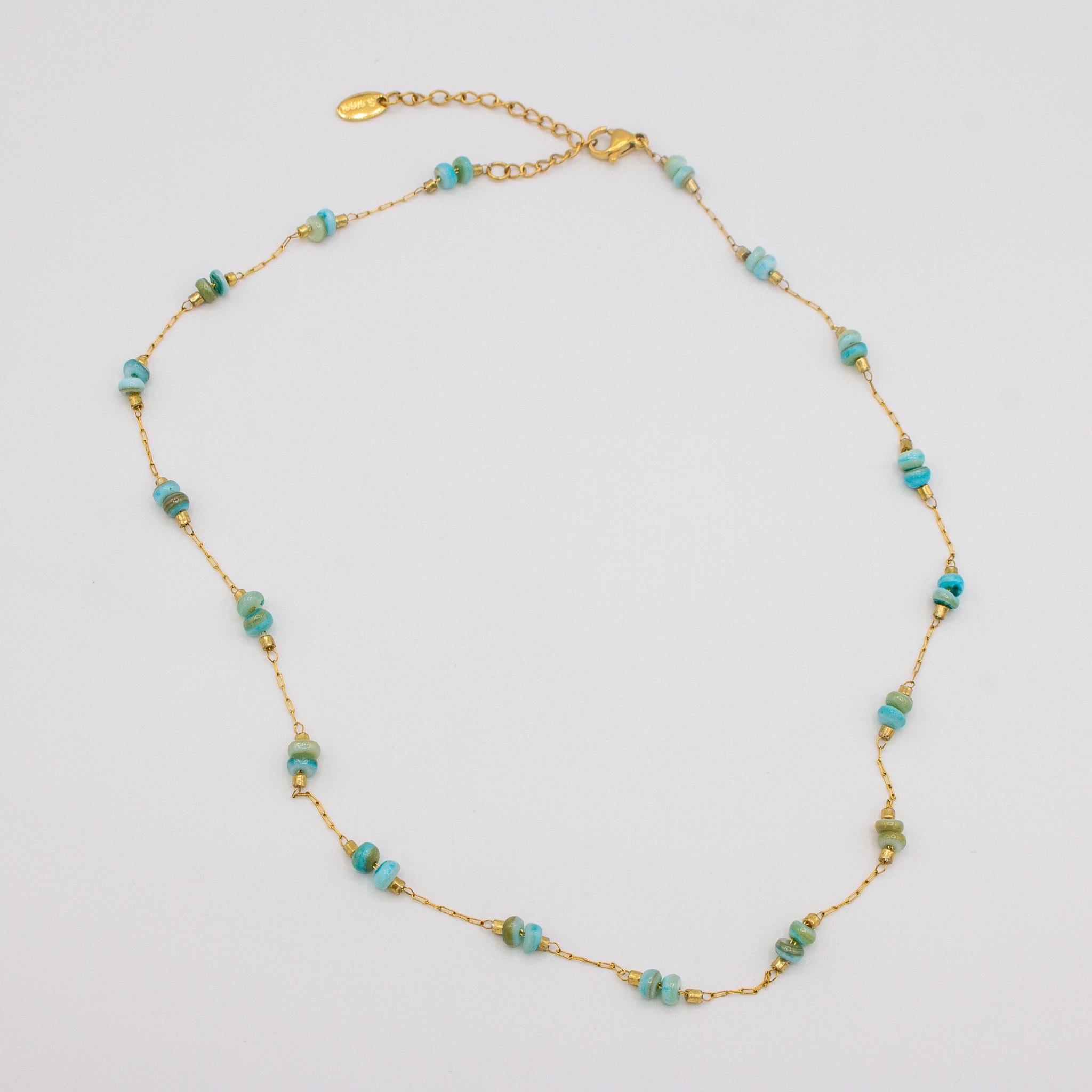 Aqua Natural Beaded Necklace