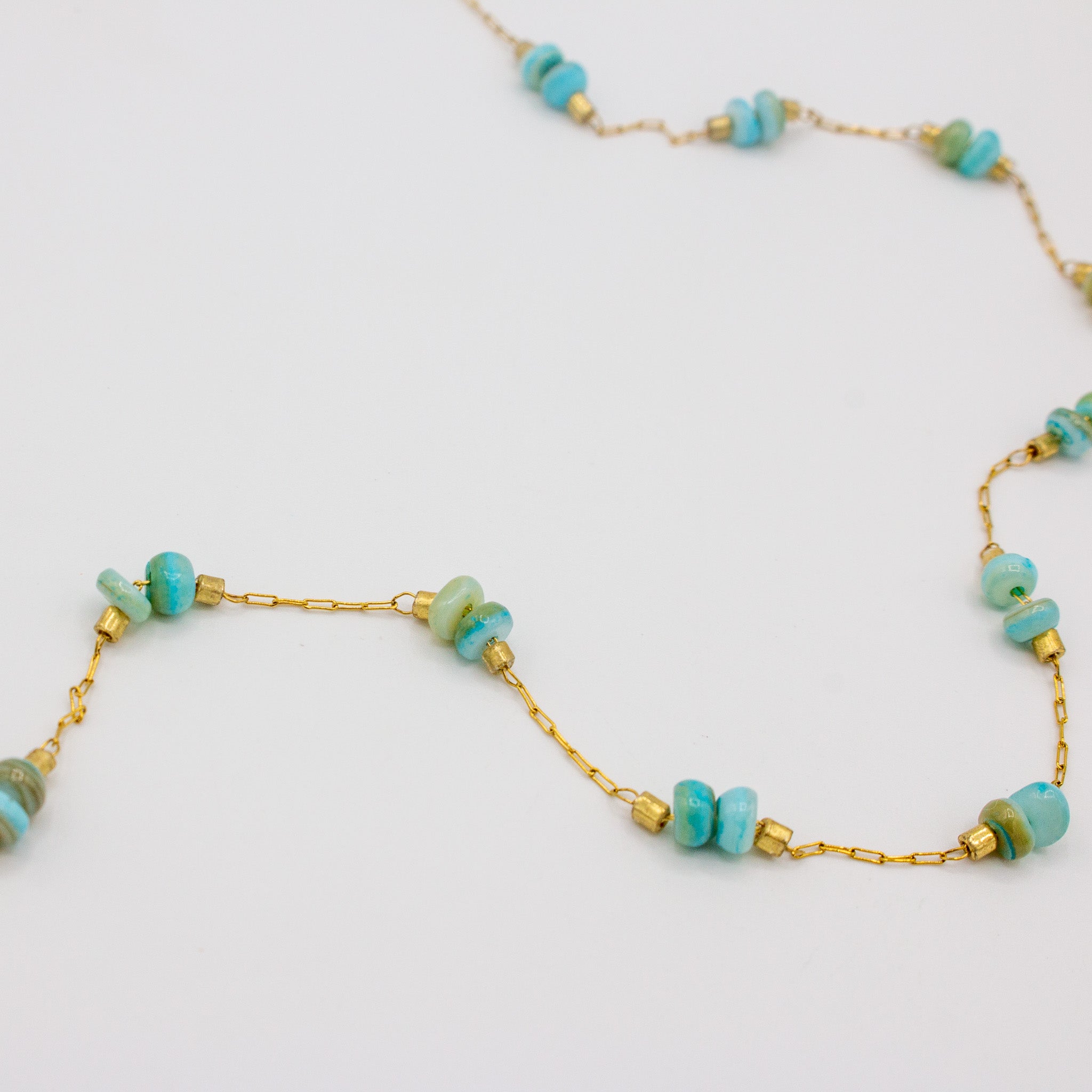 Aqua Natural Beaded Necklace