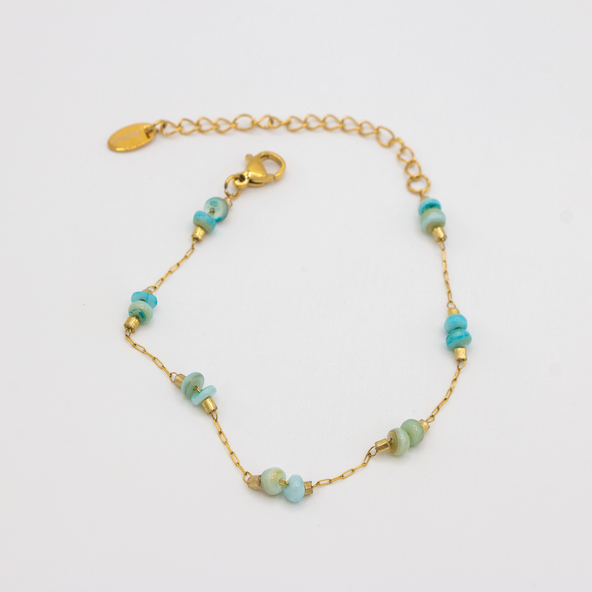 Aqua Natural Beaded Bracelet