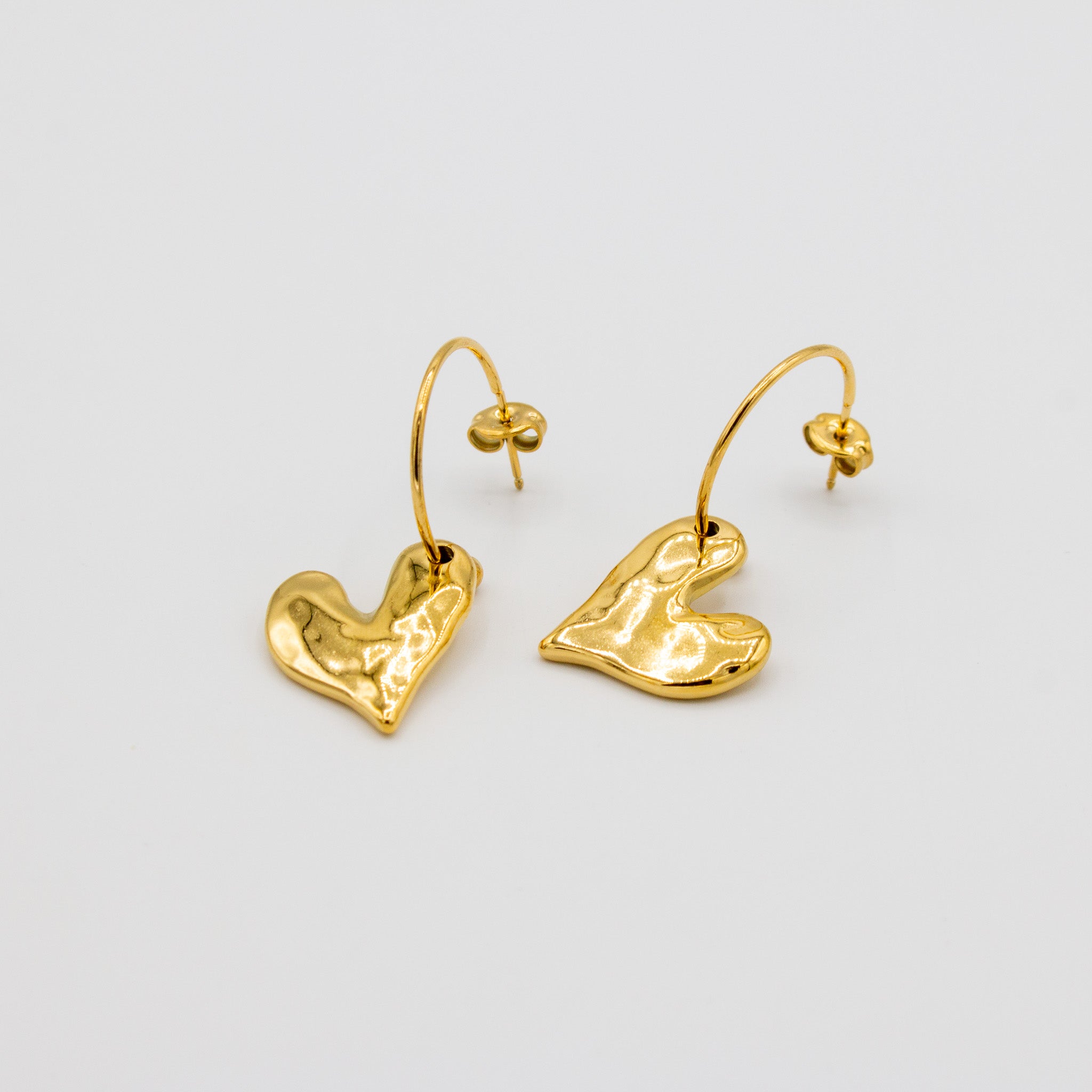 Gold Dangle Heart Earrings