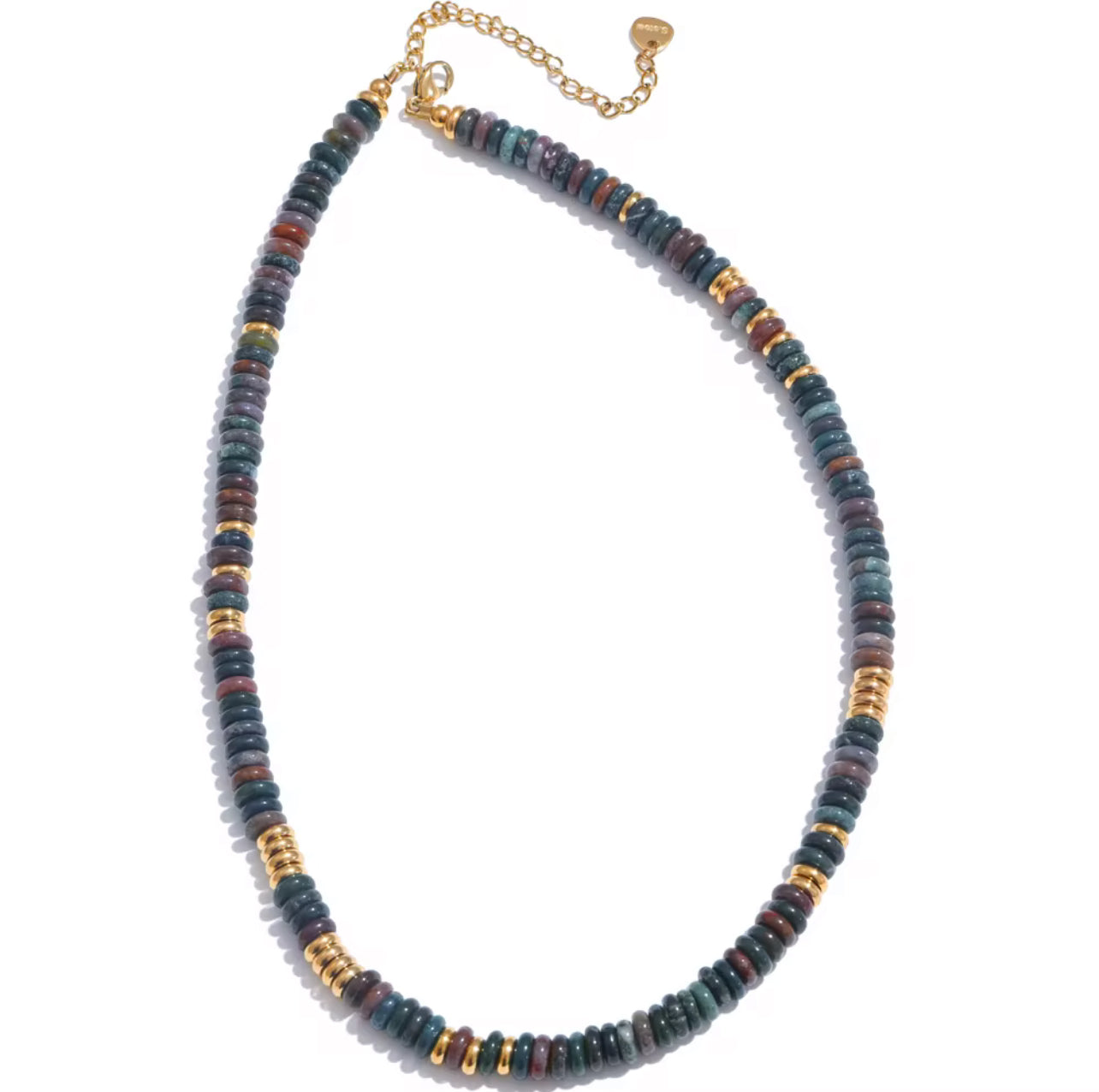 Navy Blue and Gold Beaded Necklace