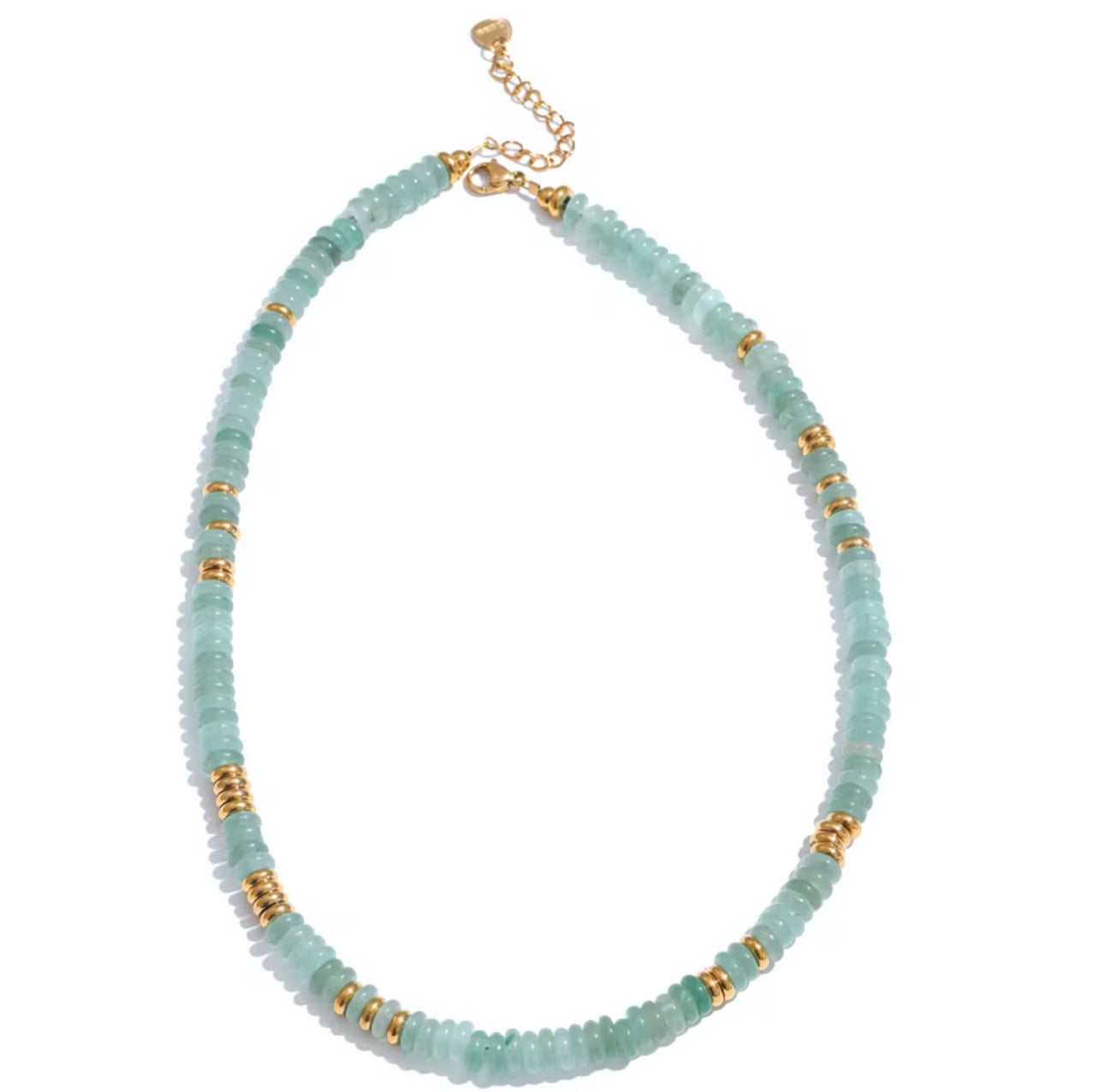 Jade green and Gold Beaded Necklace