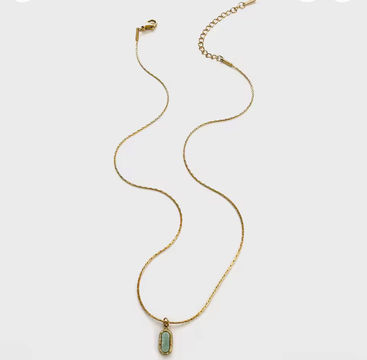 Oval Stone Set in Gold Necklace