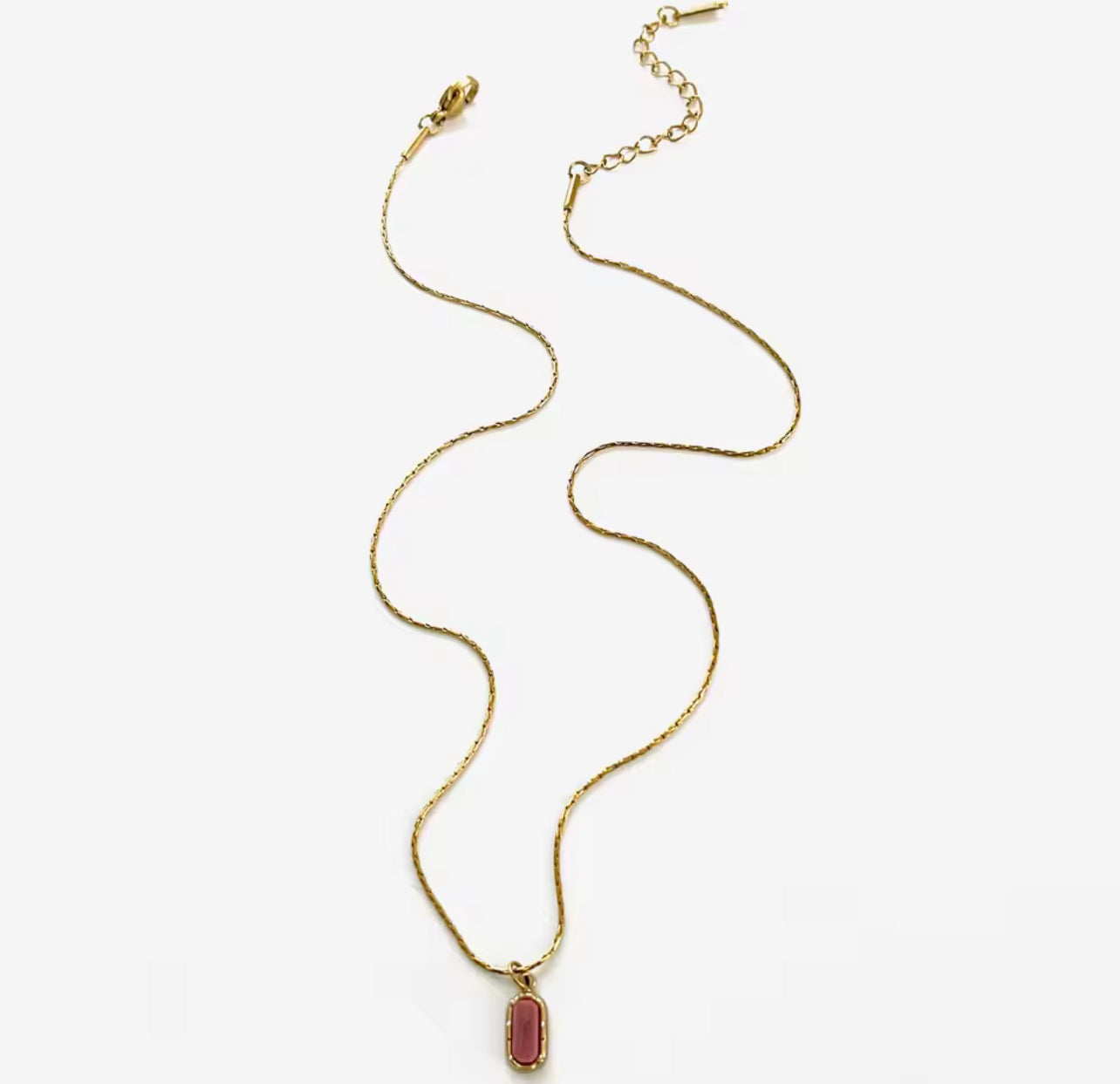 Oval Stone Set in Gold Necklace