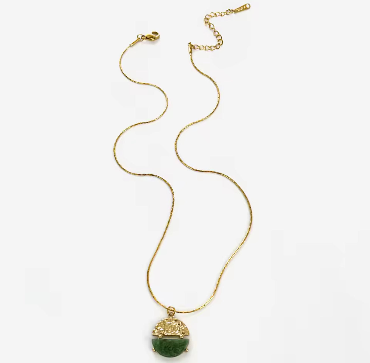 Dainty Hammered Circle and Stone Necklace