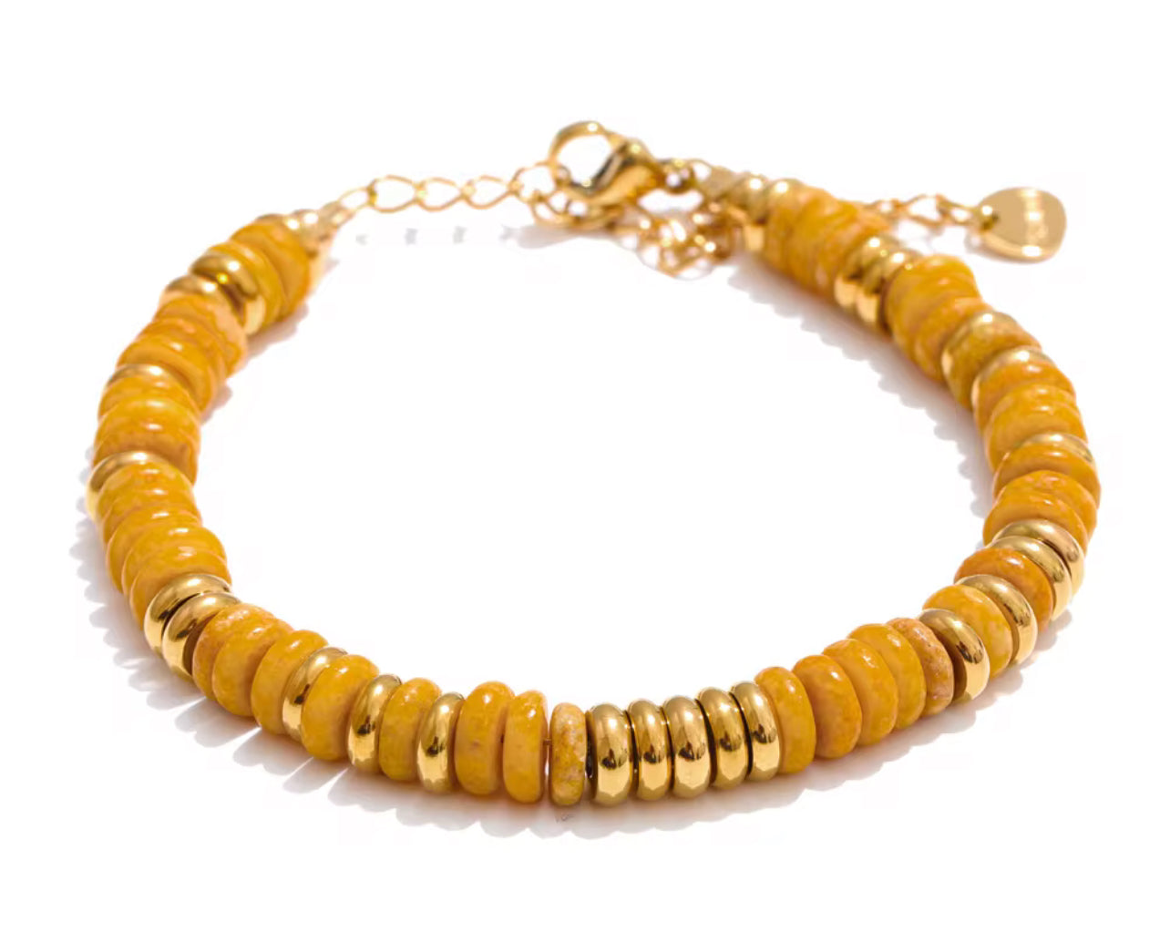 Orange and Gold Beaded Bracelet