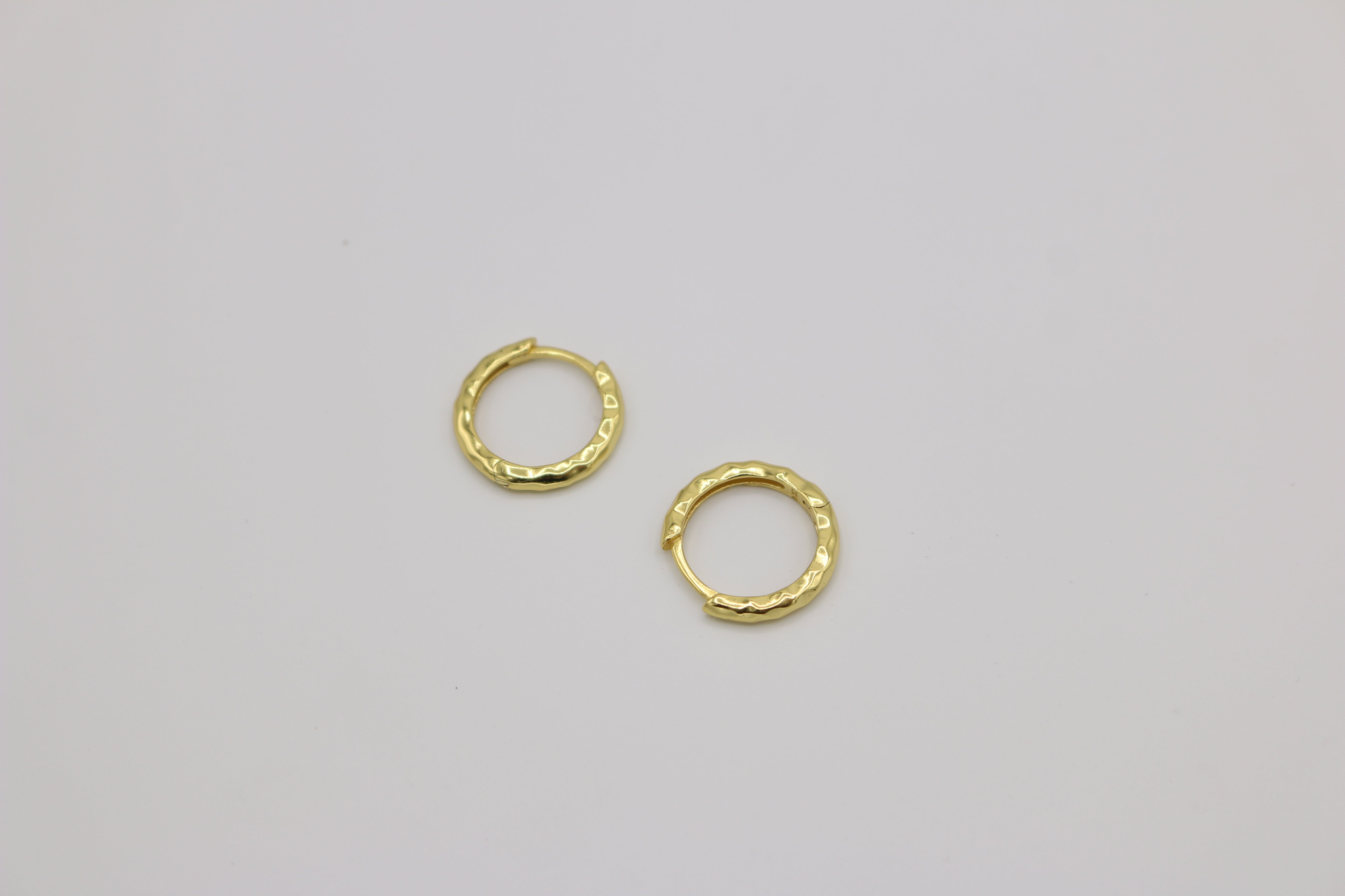 Hammered Gold Circle Loop Earring