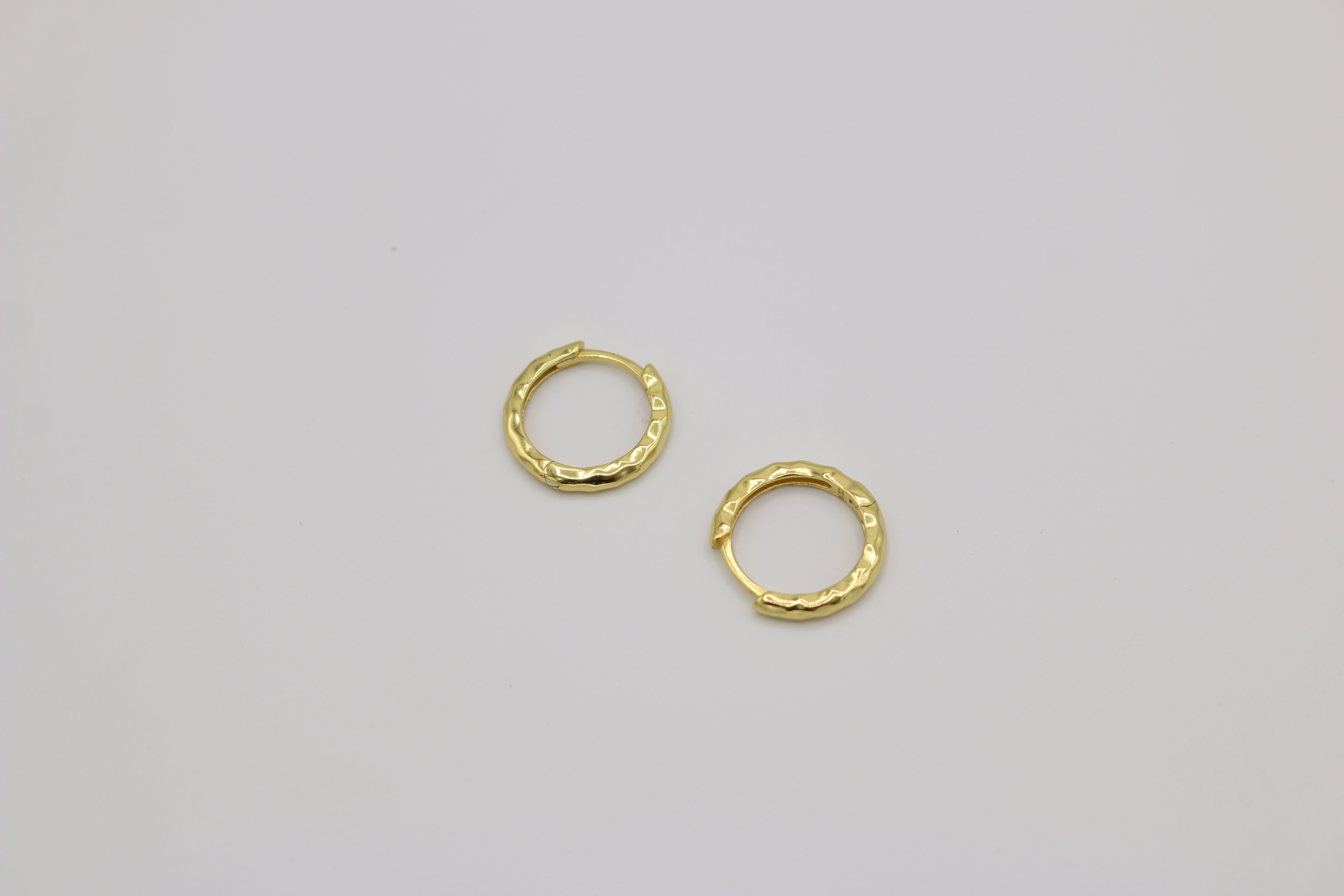 Hammered Gold Circle Loop Earring