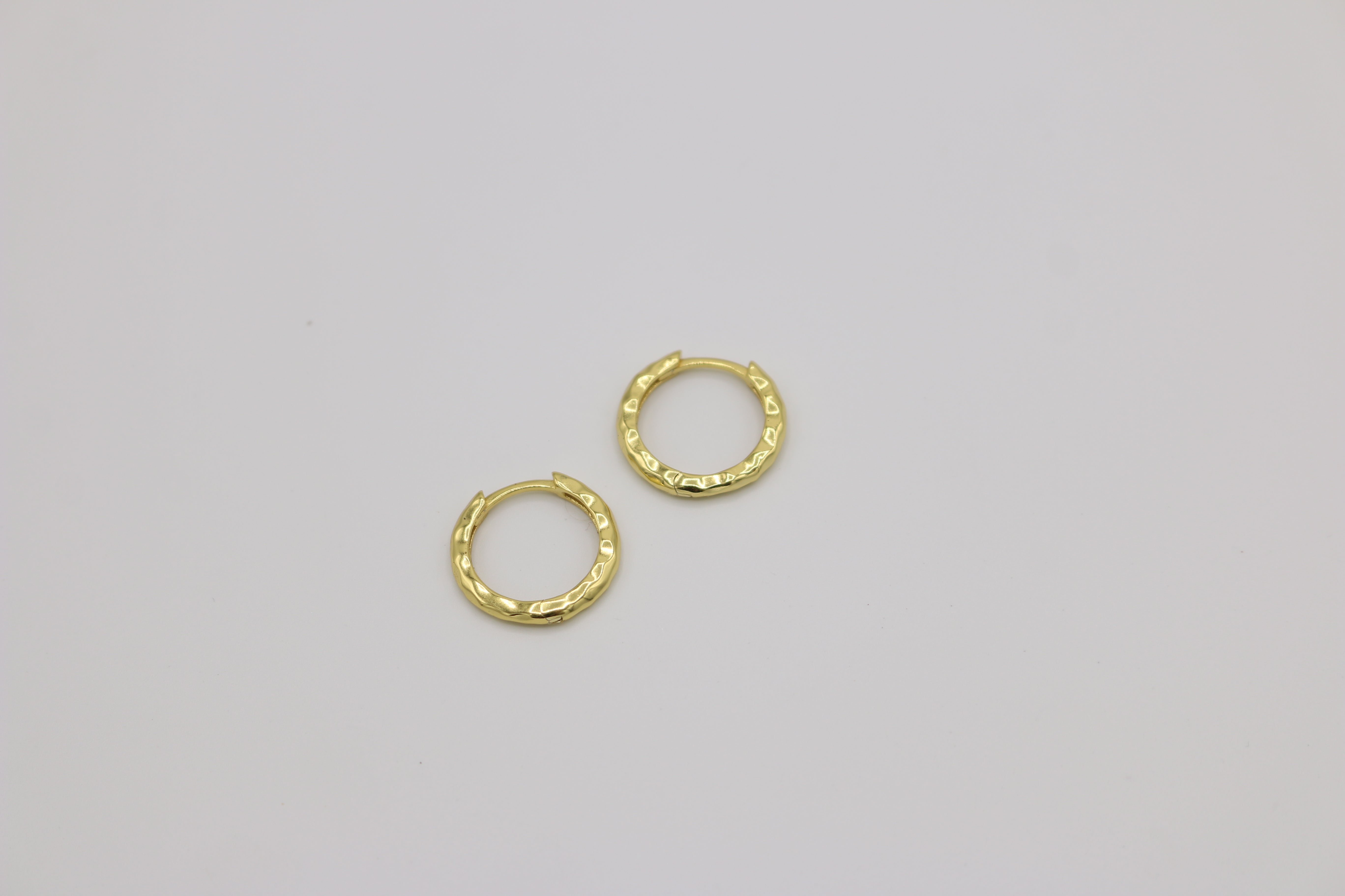 Hammered Gold Circle Loop Earring