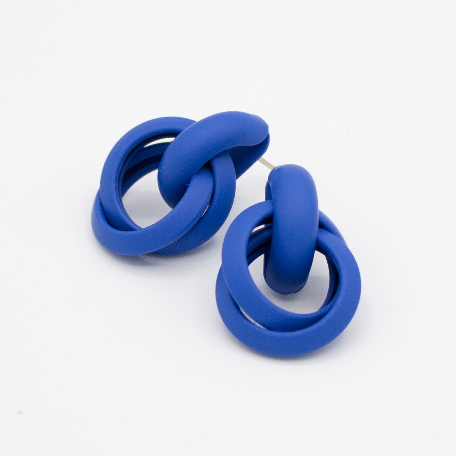 Blue Circle Knot Earrings