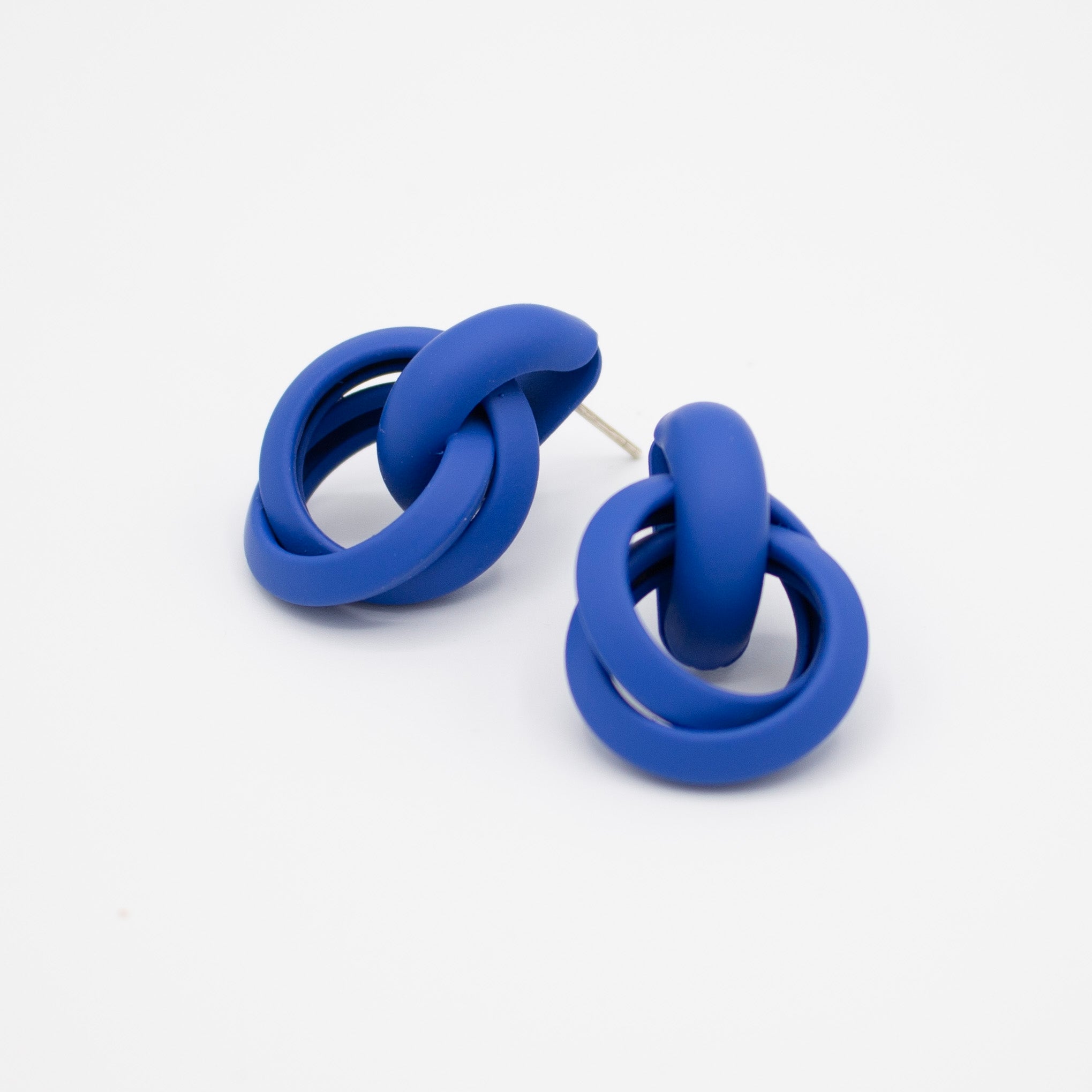 Blue Circle Knot Earrings