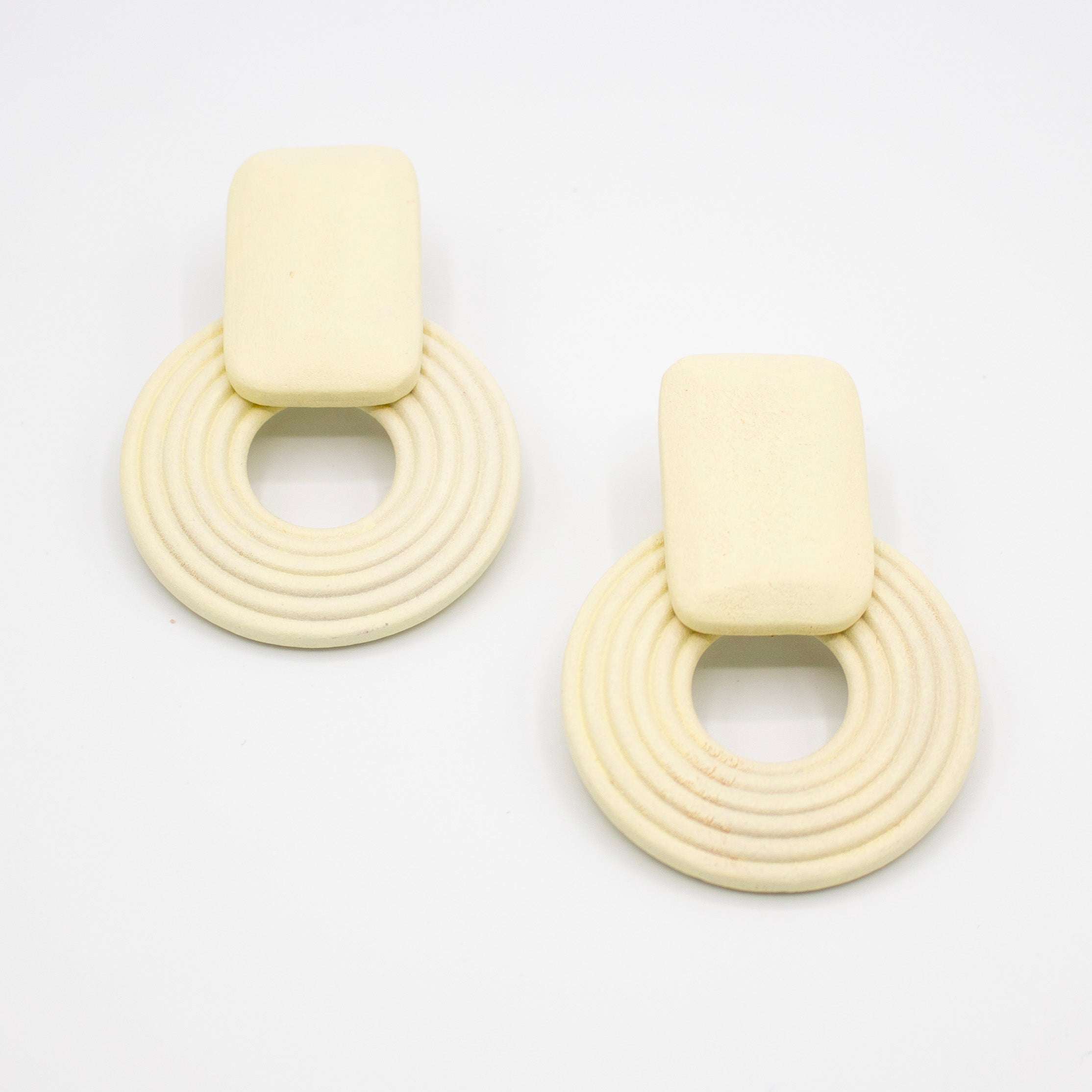 Cream Wood Drop Earrings