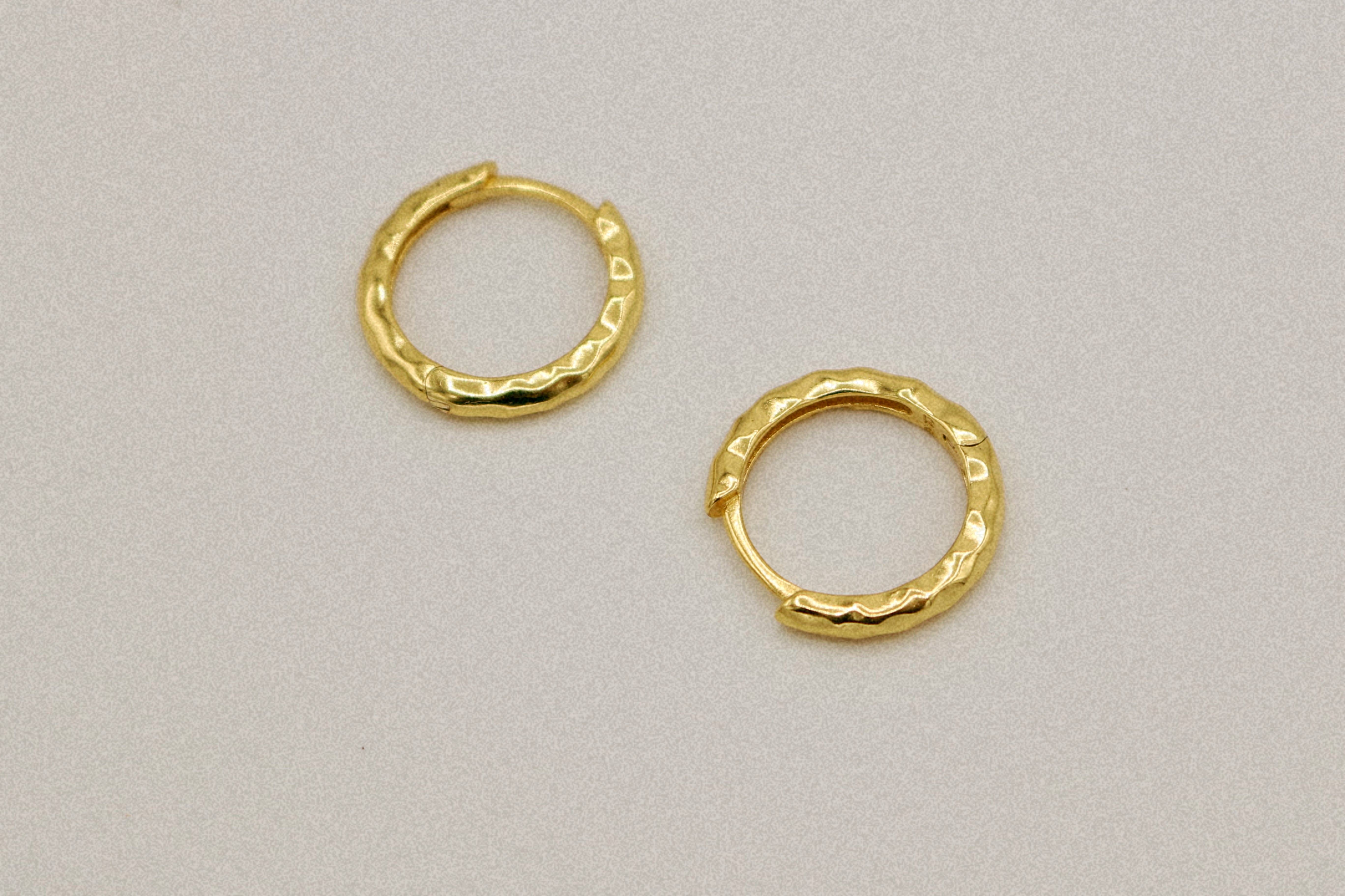 Hammered Gold Circle Loop Earring