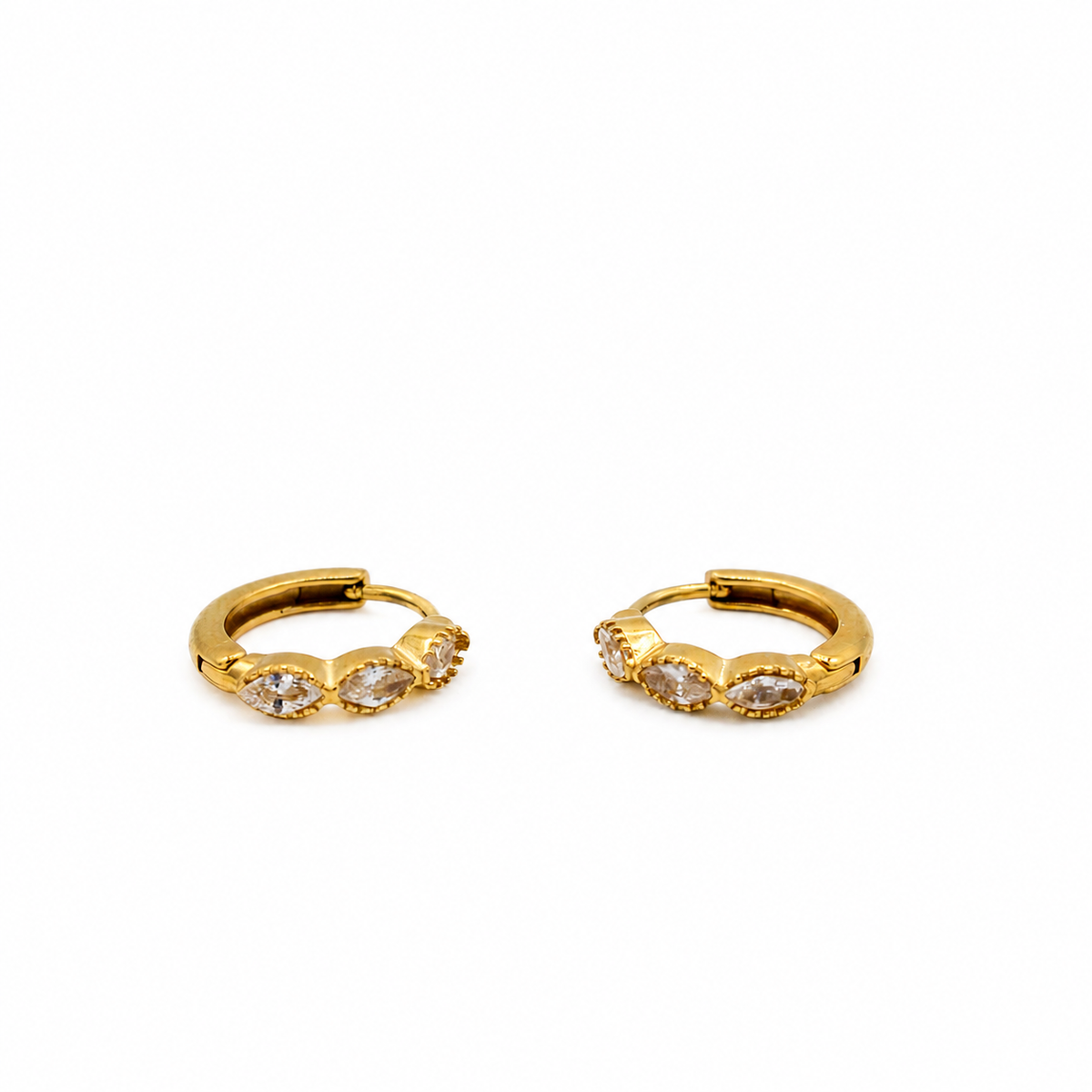 Triple CZ Gold Huggies