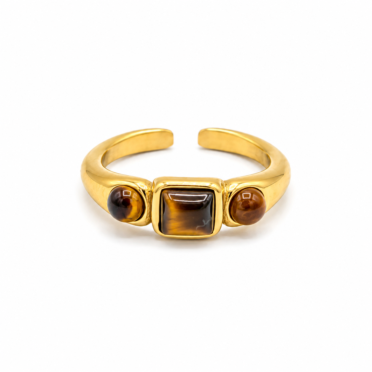 Tiger Eye Amber & Gold Ring