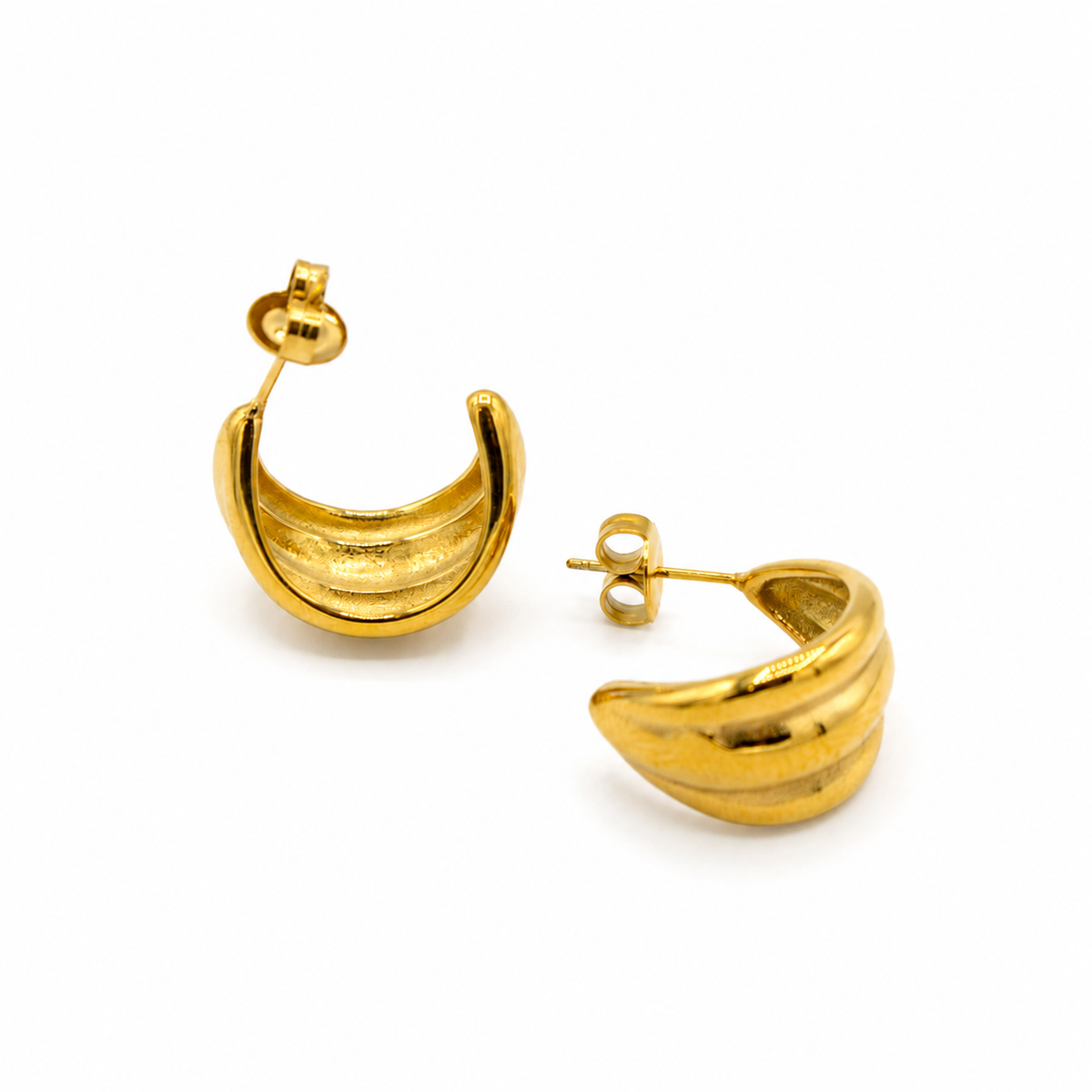 Triple Band Gold Hoops