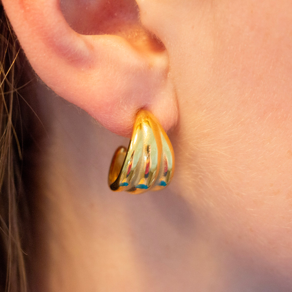 Triple Band Gold Hoops