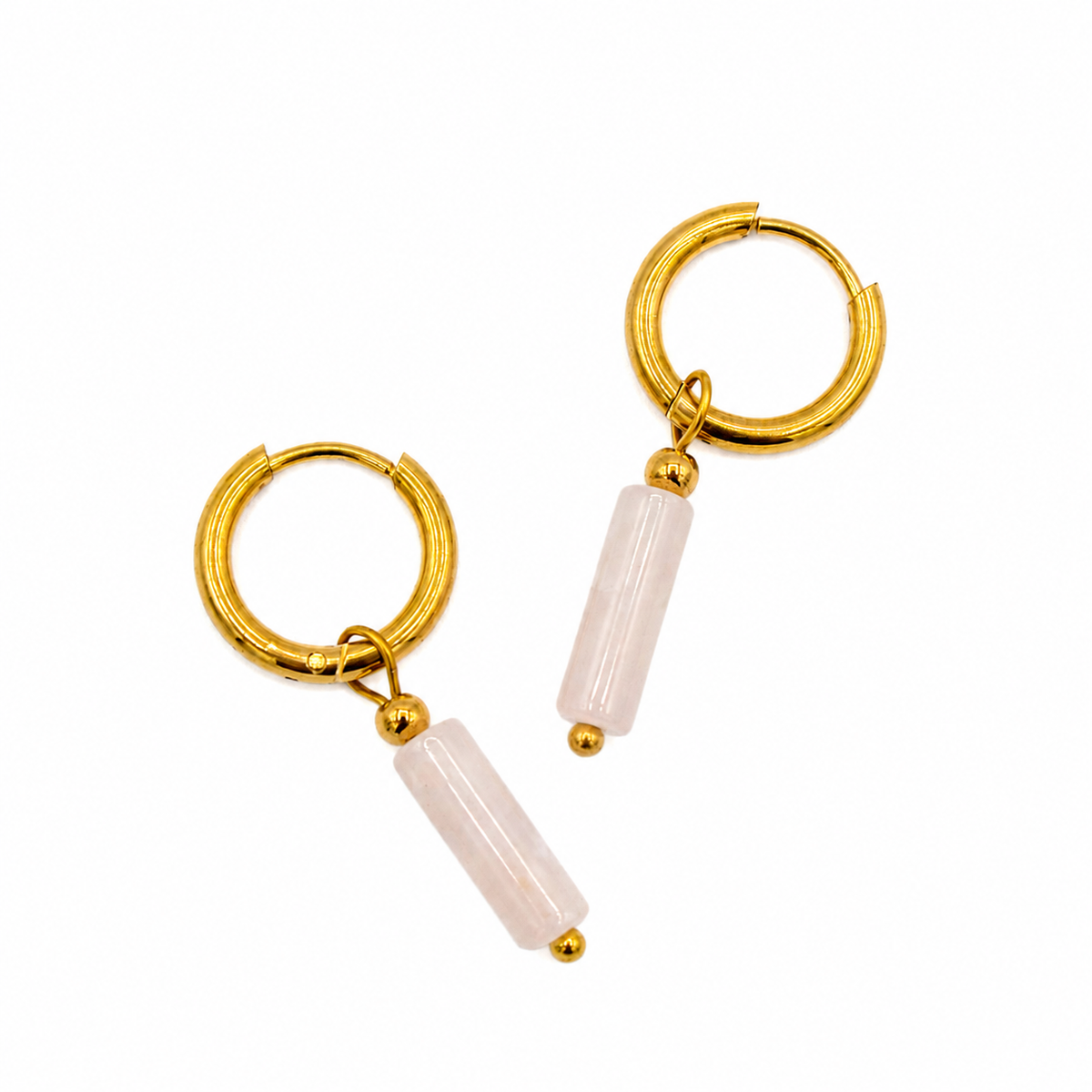 White Stone Charm Dangle Huggies