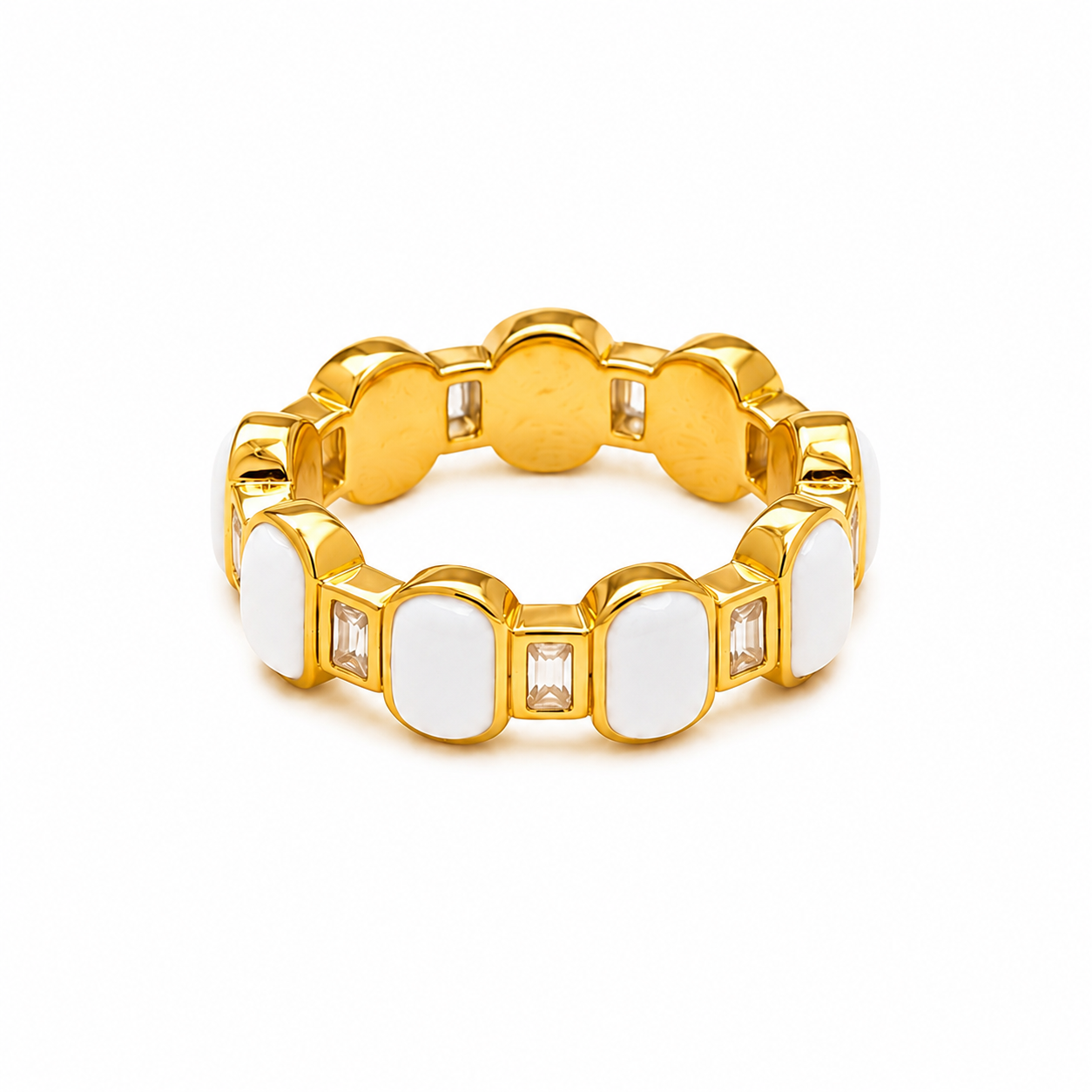 White Baguette Cz Ring